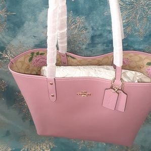 NWT Coach Reversible City Tote PR ROSE